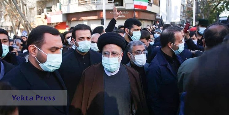 حضور رئیسی در مراسم تشییع 150 شهید گمنام + عکس