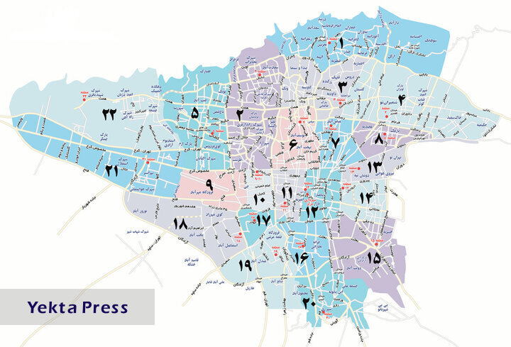 اصلاح مرزبندی مناطق ۲۲ گانه تهران