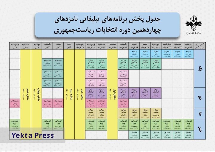 زمان برنامیغاتی امروز نامزدهای ریاست جمهوری اعلام شد